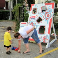 Fluff beanbag toss.