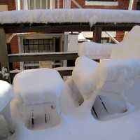 My deck furniture, blanketed.