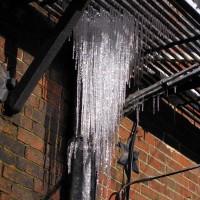 A fire escape icicle chandelier.