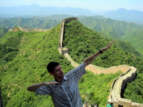 Colin's awesome pose atop the Great Wall!
