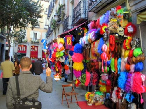 Our EF guide walking past a rainbow-colored wig store!