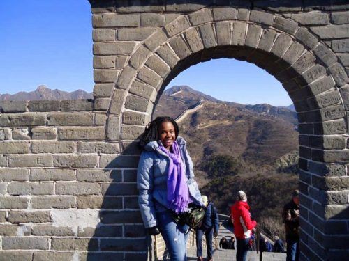 Stephane, triumphantly atop the Great Wall of China. Stephane, triumphantly atop the Great Wall of China.