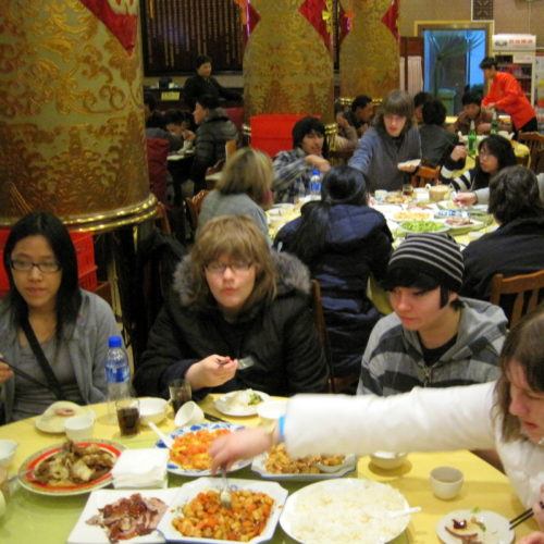 Delicious food in China, even for vegan Ryan (on the right). Delicious food in China, even for vegan Ryan (on the right).