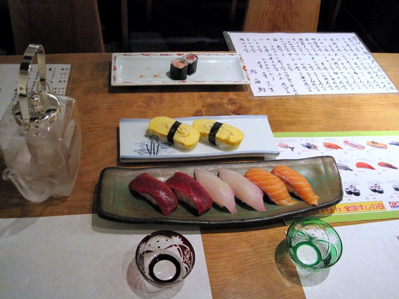 Eating sushi in Osaka!