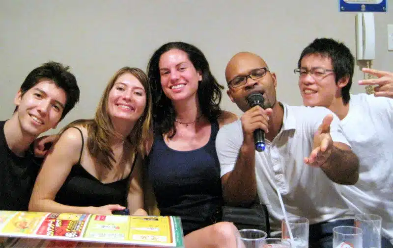 Karaoke with friends in Japan.