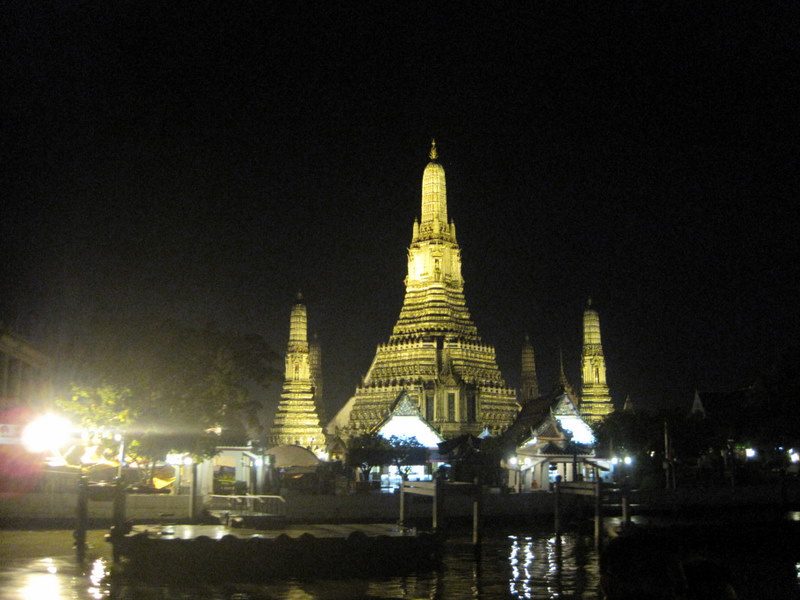 Temples at night in Bangkok.