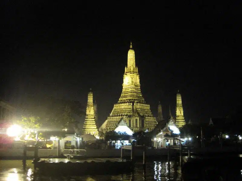 Temples at night in Bangkok.
