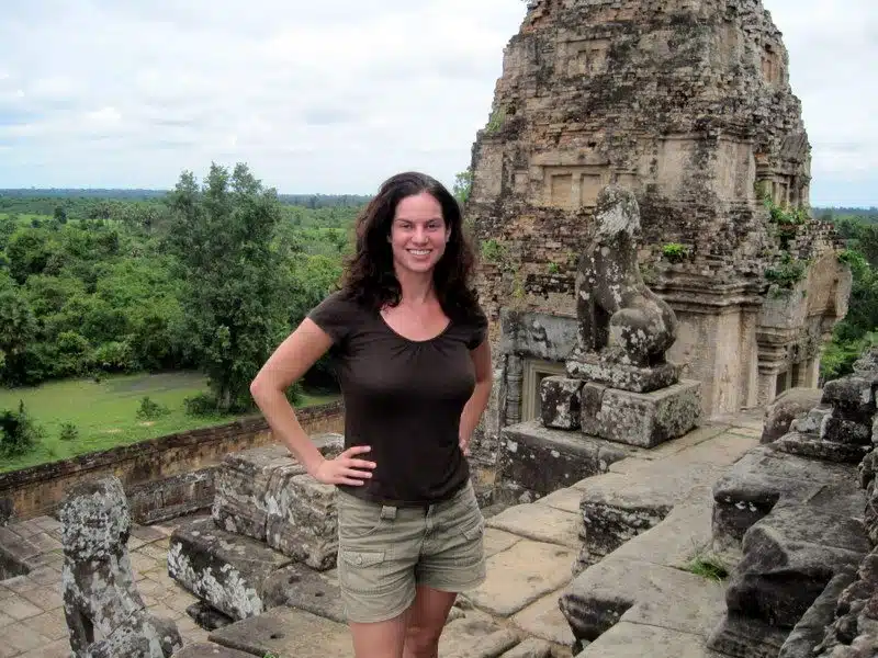 Me atop a temple at Angkor Wat.