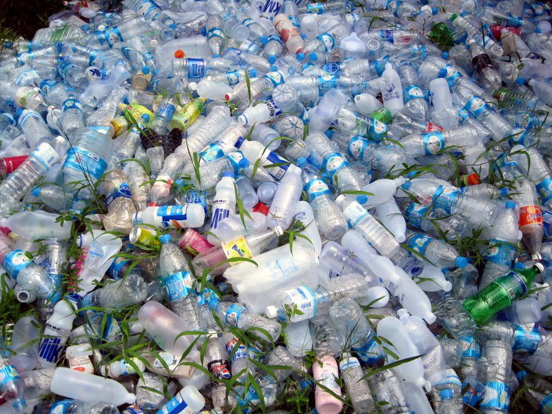 Waste from disposable water bottles.