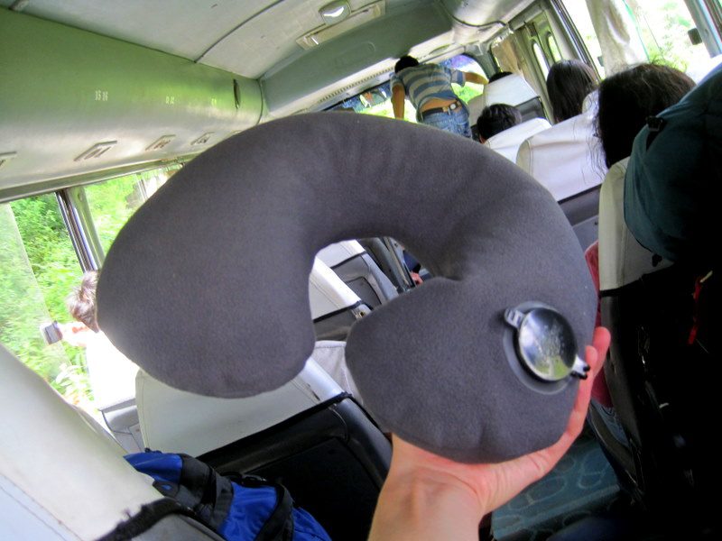 A neck pillow for travel.