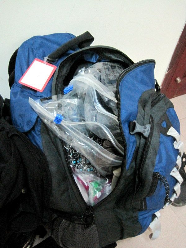 Plastic bags to separate clothes during travel.