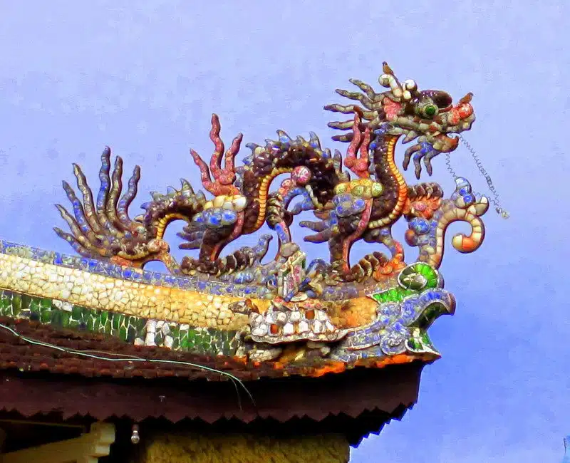 Dragons atop Linh Phuoc Pagoda in Dalat.
