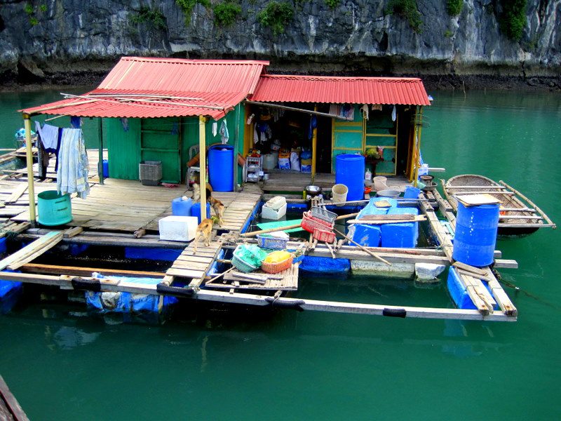 A floating house in Ha Long Bay, Vietnam.