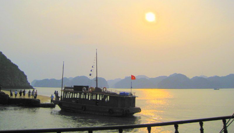 Ha Long Bay at sunset.
