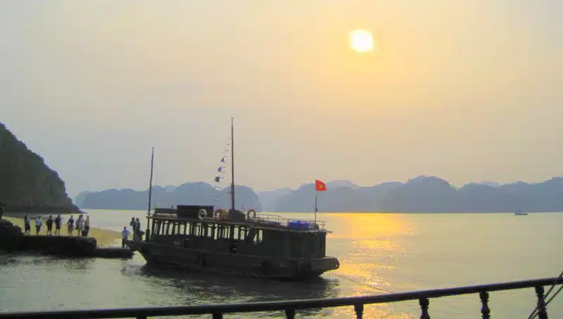Ha Long Bay at sunset.