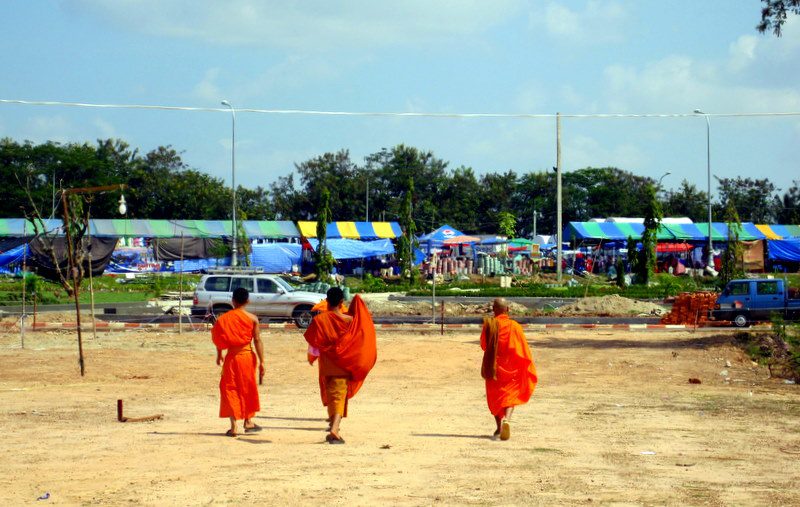 Following the monks in Laos.