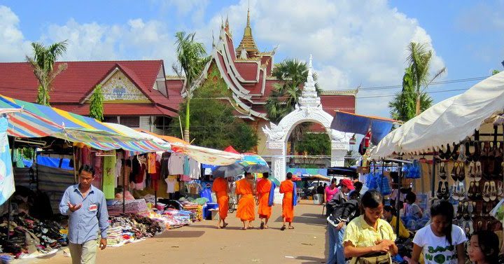 The orange-clad monks of Vientiane.