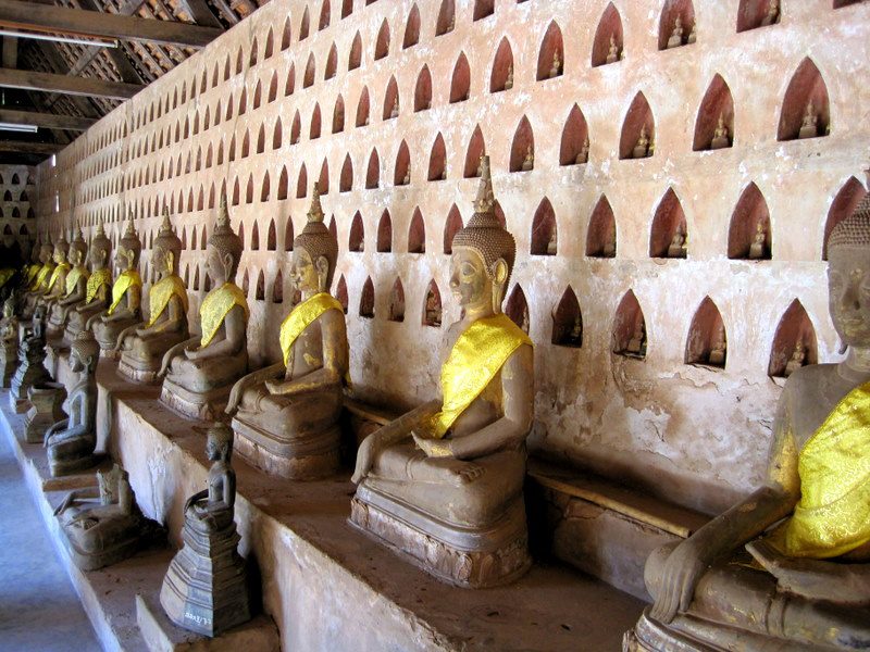 Golden statues in Vientiane.