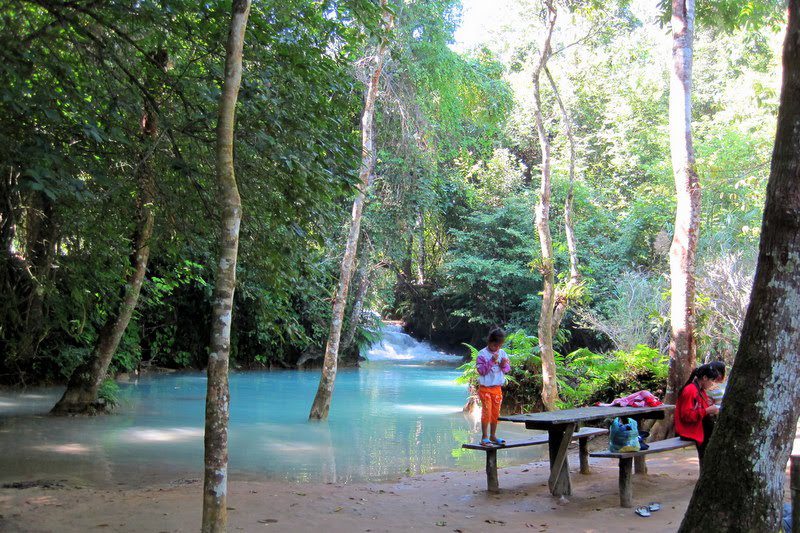 The pools at Kouang Si Waterfall.