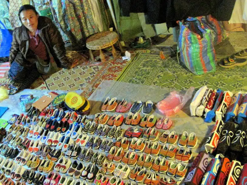 Many shoes to buy in Laos.