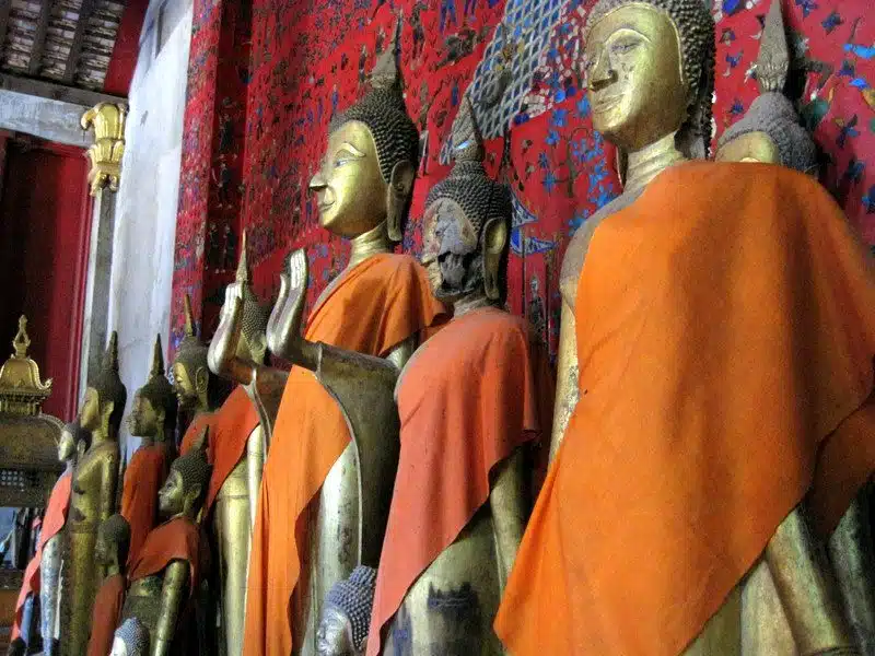 Golden statues in Luang Prabang.
