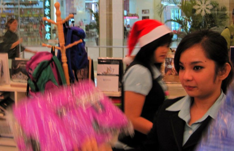 Santa hats at Siam Square in Thailand.