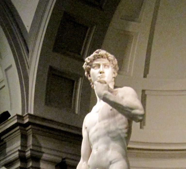 The expression on the David statue.