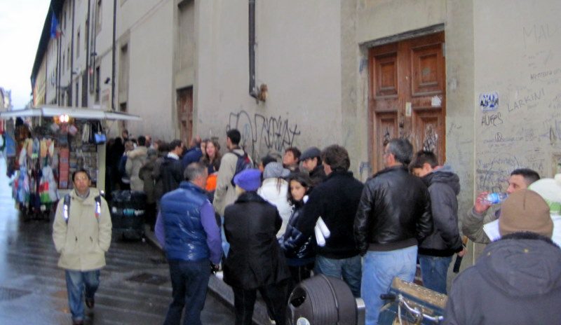 Crowds in Florence, Italy near the David.