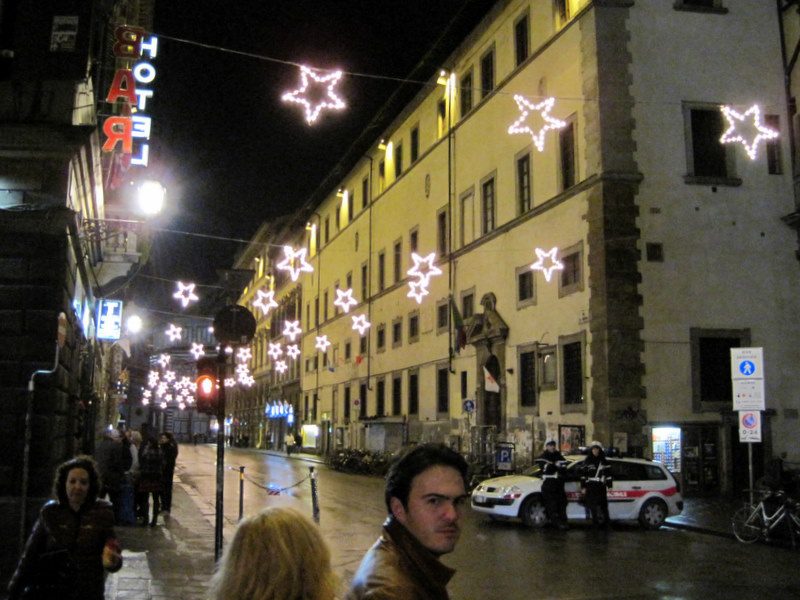 Star-shaped lights in Florence.