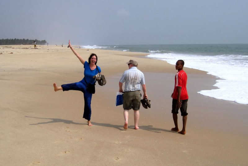 Dancing on the beach in Ghana.