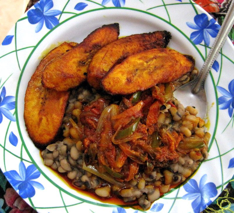 Plantains and beans in Ghana.