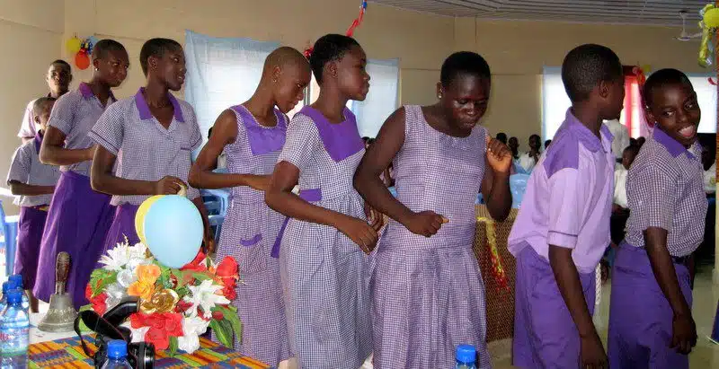 Ghanaian students dancing.