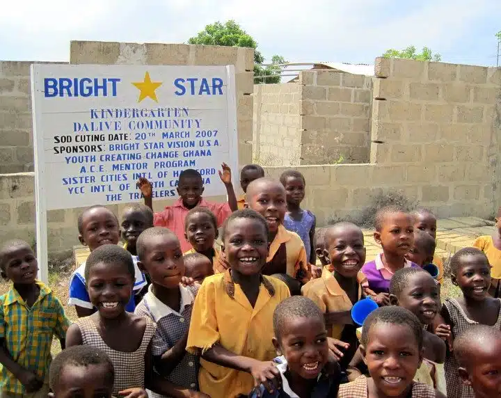 A student welcome to the Dalive, Ghana school!