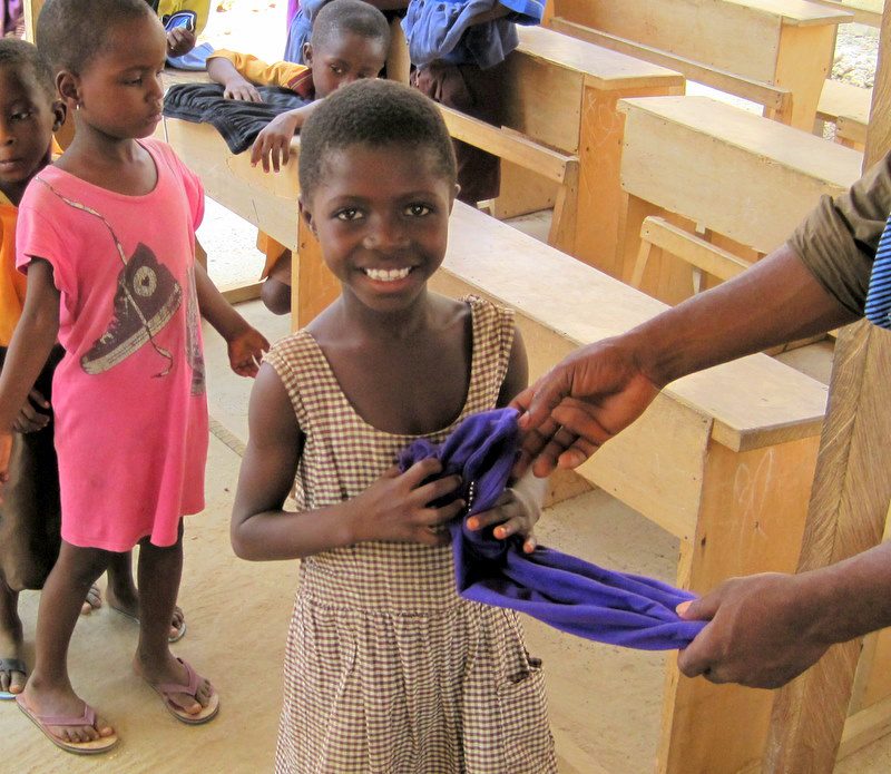 The Dalive students were happy to receive clothing donations.