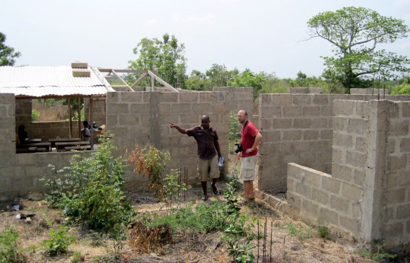 Building a school in rural Ghana.