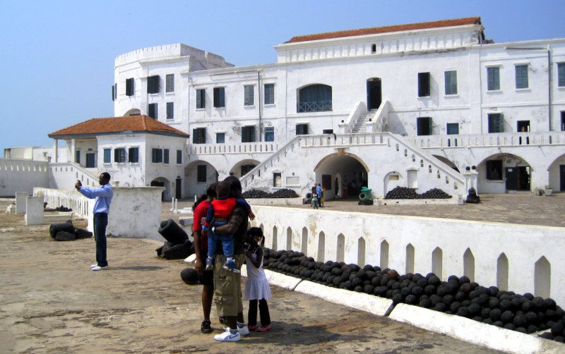 Cape Coast slave castle is painted white.