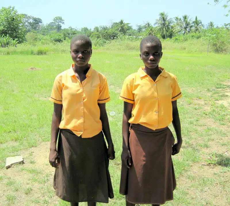 Twin students in Ghana.