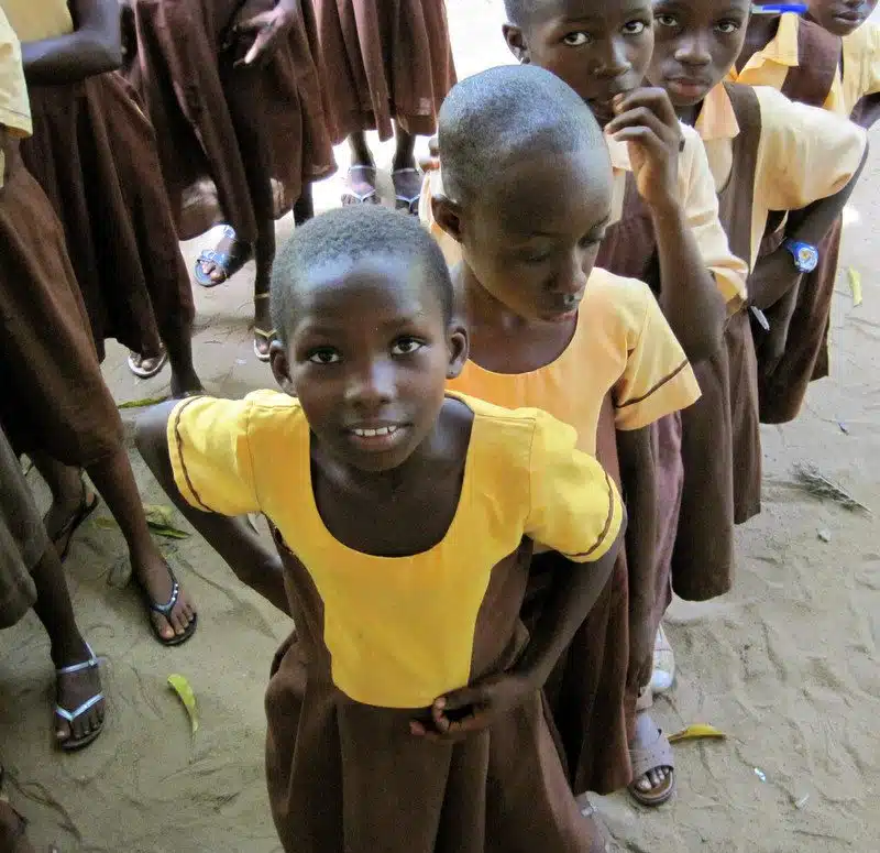 Smiling Ghanaian students.
