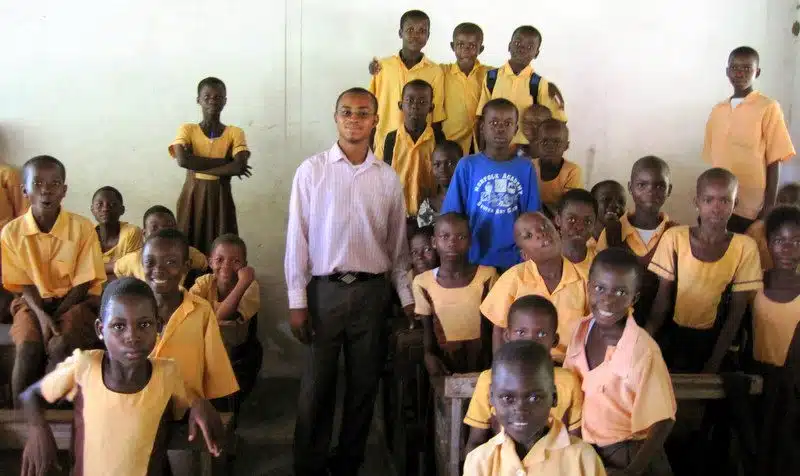 Collins with his students.
