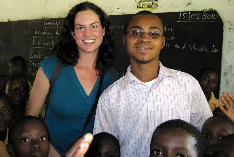 Me with Collins at his school.