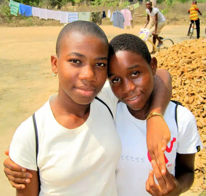 Pamela with her friend in Ghana.