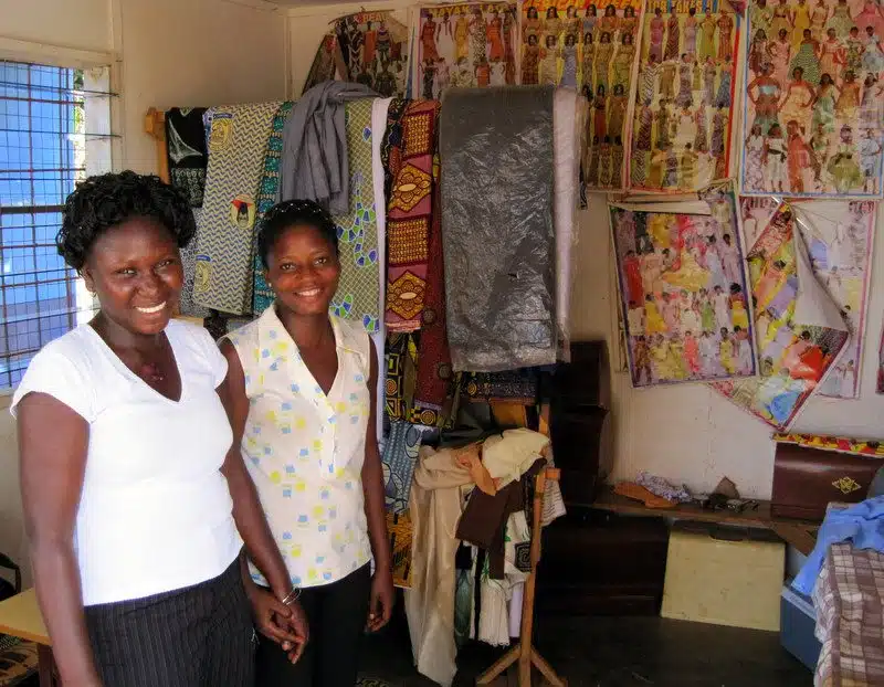 Ghanaian seamstresses in their shop.