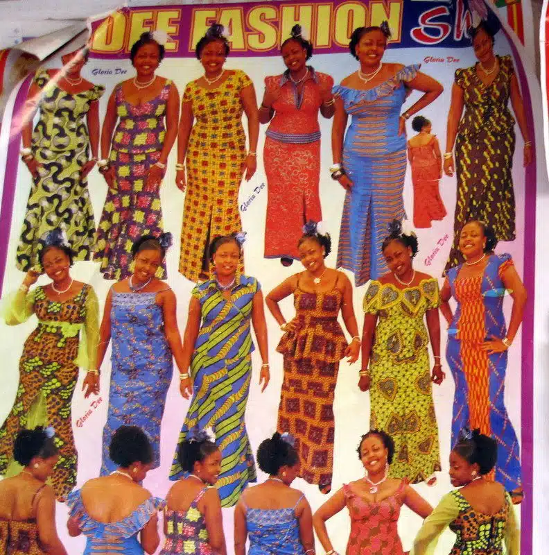 A dress patterns poster in Ghana.