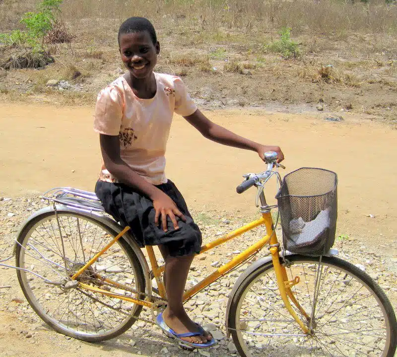Lucy on her bike.