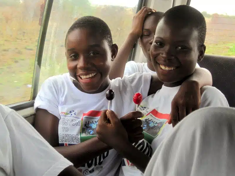 Easteria and her friend in Ghana.