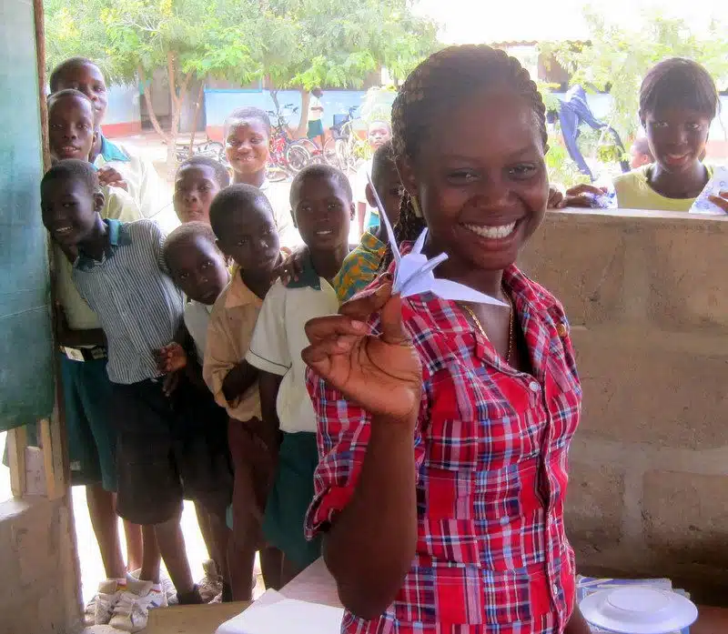 Joy with paper cranes!