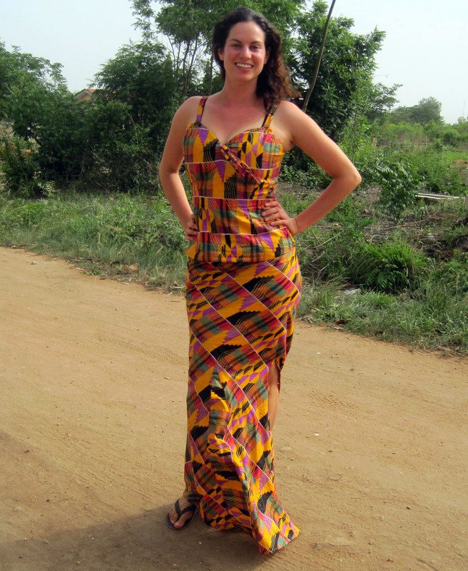 A custom-made dress made in Ghana.