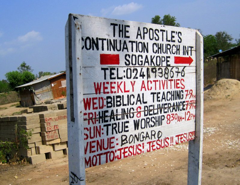 A sign for a Sogakope church.