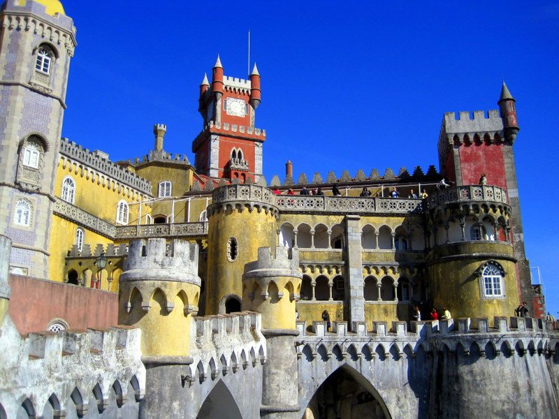 On a group package tour to Pena Palace in Sintra.