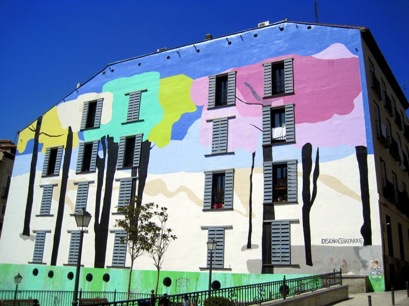 A colorful Madrid, Spain mural.
